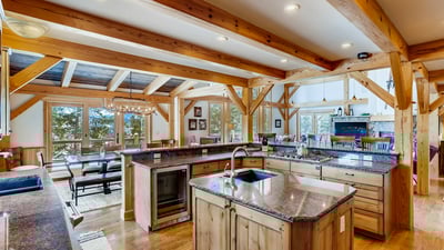 Kitchen open to dining area