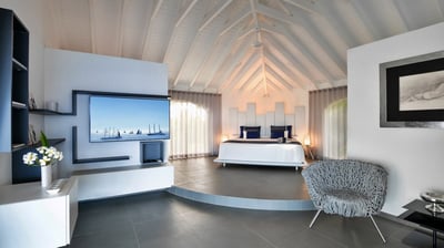 Bedroom 1: Located in a separate bungalow. King size bed, mosquito nets, air conditioning, ceiling f