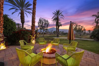 Beautiful sunset views from this beautiful fire pit setting!