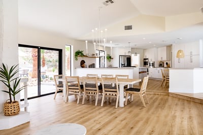 Indoor dining with seating for 8.