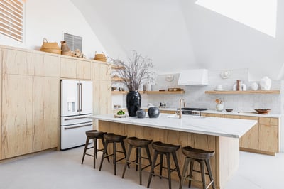 Chef's kitchen with brand new appliances and seating for 6 at the island.