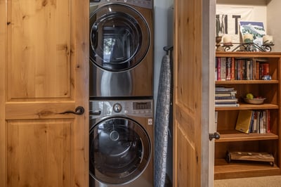 Your own washer and dryer tucked away in beautiful wooden cabinetry makes extended stays effortless 