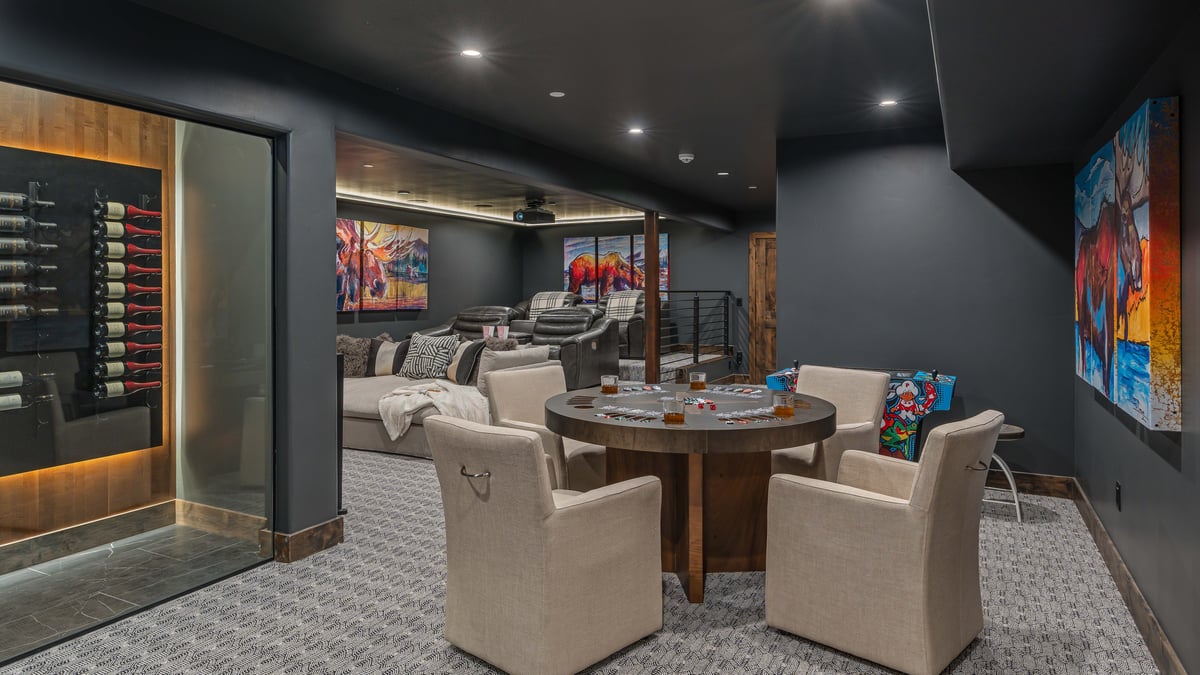 Theater room on lower level with poker table and arcade game - Image 20