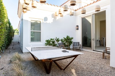 Marble ping pong table in private courtyard
