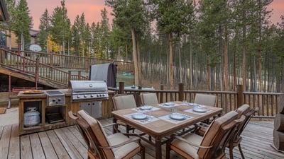 Main Level - Deck for al fresco dining. Complete with grill, private hot tub, and custom ski lift ch