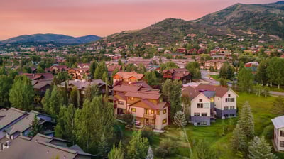Aerial view of Chalet Couloir and Steamboat Ski Resort