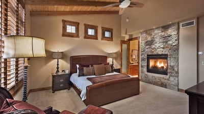 Primary suite on main level with fireplace