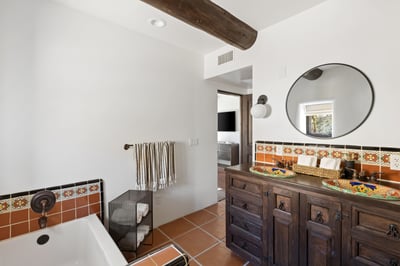 Vanity and dual sinks.