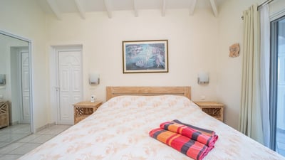Bedroom 1: King size bed, air conditioning, ceiling fans, mosquito net, ensuite bathroom with shower