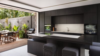 Kitchen & Dining Area: Fully equipped with bar, electric oven, gas stove, dishwasher, fridge and fre
