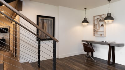 Lower level family room with desk