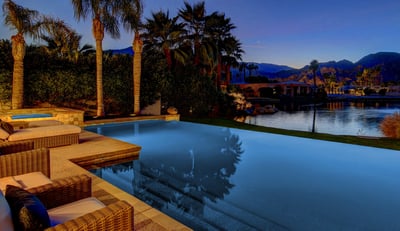 Gorgeous lake and mountain views from the edge of your infinity pool.