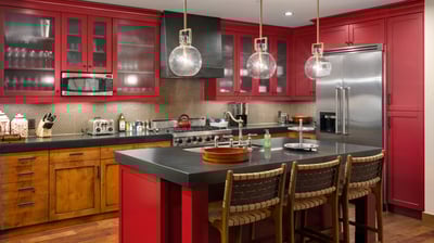 Kitchen with bar seating for 3