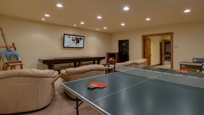 Game room with ping pong and shuffleboard