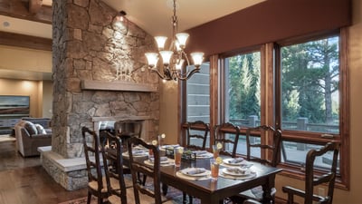 Dining Table and fireplace