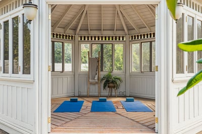 Find your zen in the serene yoga and meditation hut.