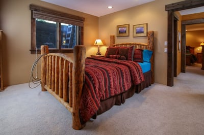 Queen suite on upper level, shares hall bath