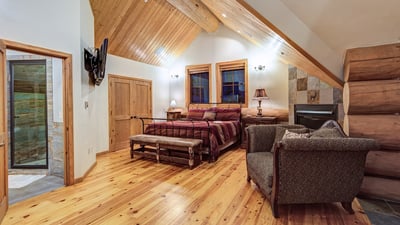 Primary suite on upper level