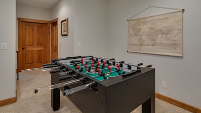 Foosball table on lower level