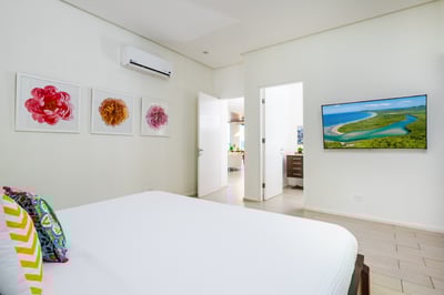 #2. Downstairs Suite with a TV, AC, Ceiling fan and ensuite bathroom.