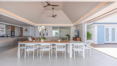 Dining Area & Kitchen: Spacious kitchen equipped with electric oven, gas stove, microwave, toaster, 
