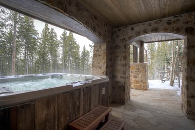 Hot tub on lower patio
