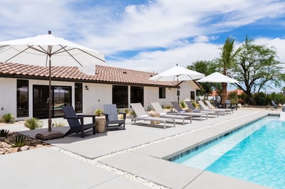 Plenty of space for seating or lounging around the pool. Umbrellas to provide additional shade from 