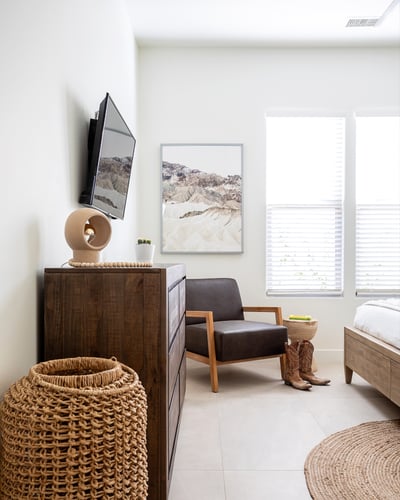 Reposado (larger size bedroom, main house): king bed, smart TV, dresser