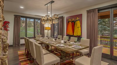 Main level dining area seats up to 10, access to main deck and grill deck