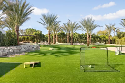 Endless activities onsite including pickleball, a putting green, bocce ball, corn hole, soccer, and 