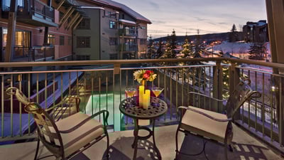 Porch overlooking pool area