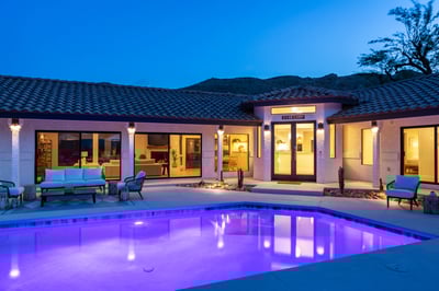 After dark, the lights are sure to impress in either pool!