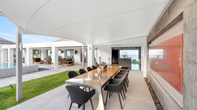 Dining Areas: Indoor dining area, and outdoors dining areas with tables for 10 guests. One is locate