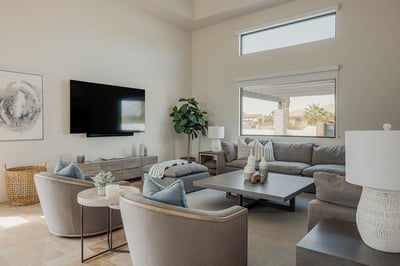 Large living room and kitchenette in the game room