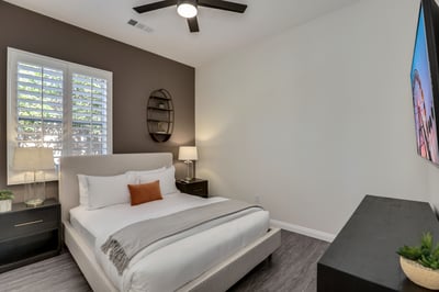 Guest bedroom 5 with queen bed and attached jack and jill bathroom