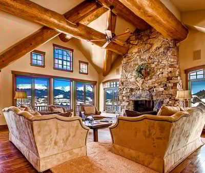 Great room with mountain views