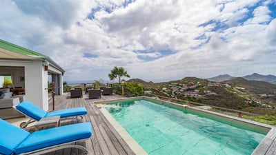 Pool & Terrace: Heated pool, large terrace with deck chairs and loungers. 