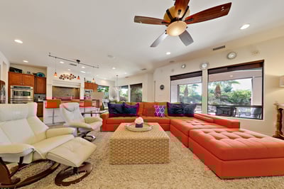Open concept living area with large sectional sofa - perfect for big groups!