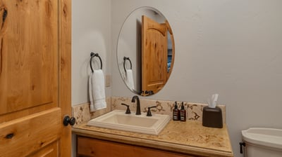 Powder bath on lower level