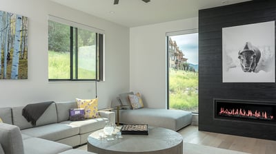 Sitting room on main level with fireplace
