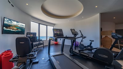 Fitness Room: On the lower level. Air conditioned fitness room equipped with treadmill, bicycle