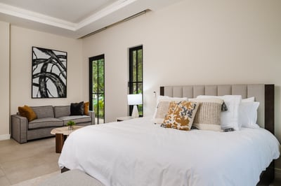Beige Primary Suite 1 (Main House): King Bed, Sofa Bed