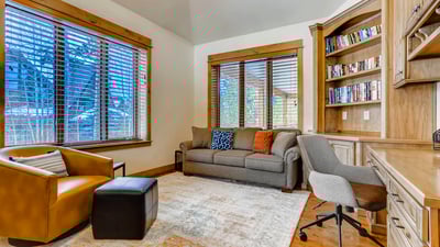 Private office on main level with queen sleeper sofa