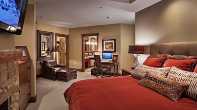 King suite has a deck with a hot tub