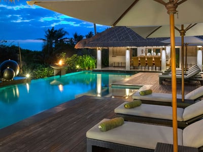 Seseh 1 | Pool area at dusk