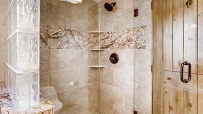 Hall bathroom shower on main level