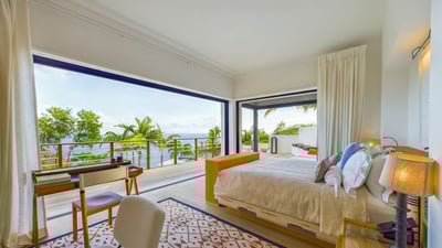 Bedroom 5: Located in the Guest&nbsp;house on the upper&nbsp;level. Euro-King&nbsp;size bed, air con