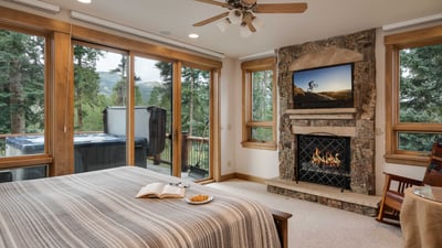 Primary suite with fireplace on main level