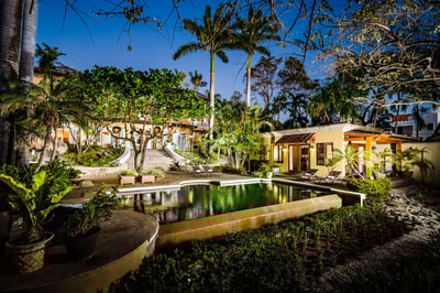 Pool view at night.