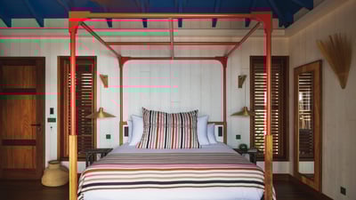 Bedroom 3: On the upper level. King size bed, air conditioning, ceiling fan, safe, dressing roo